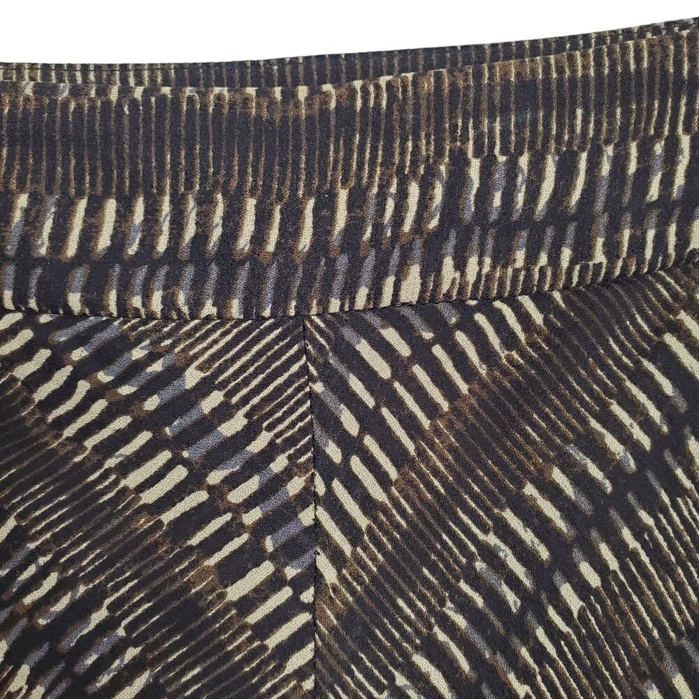 JNY Sz 10 Skirt 100% Silk Georgette Semi Sheer Lined Midi Artsy Flowy Black Tan - Picture 7 of 8